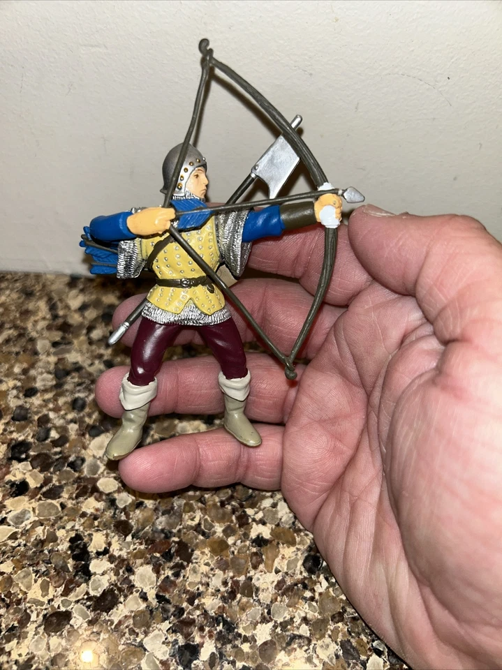 Papo 2003 Arquero Caballero Medieval 4" Figura Arco y Flecha Cazador Flechas Azules Foto 3 de 3