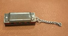 Mini Metal HARMONICA KEYCHAIN 4 Hole 1-3/8" long Really Works japan