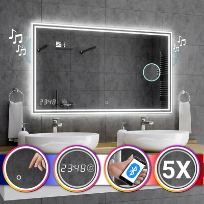 Miroir De Salle De Bain LED Intelligent Wieden – Bluetooth, Horloge, Interrupteur – Modèle F03