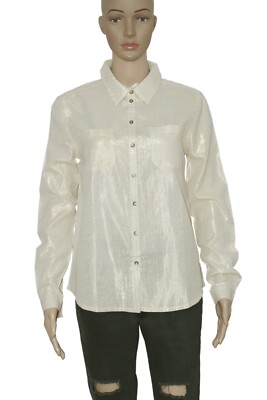 Berenice Paris Shimmer Pattern Button Detail Beige Blouse Shirt Top New Small S