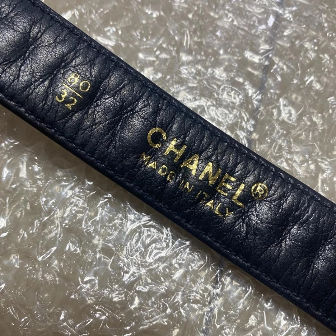 Chanel Black Quilted Leather Chain Buckle Belt Size 80/32 - Yoogi's Closet