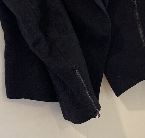 Alexander Wang Jacket Sz 2 Black Australian Merino Nubby Wool Blazer Zippers - Picture 4 of 8