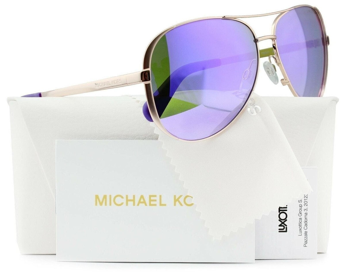 Michael Kors MK5004 Chelsea Aviator Sunglasses Rose Gold w/Purple