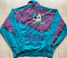 Anaheim Mighty Ducks 90s PRO PLAYER windbreaker TAPE jacket XL teal NHL vtg