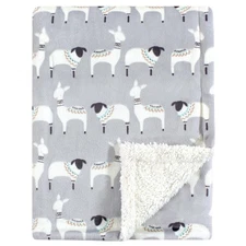Hudson Baby Infant Plush Blanket with Sherpa Back, Aztec Llama, One Size