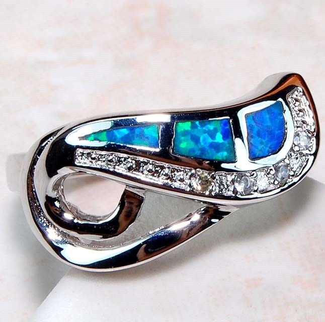 Australian Opal Inlay 925 Solid Genuine Sterling Silver Ring Sz 7 GA3-4