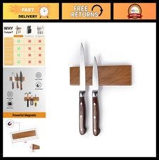 Magnetic Knife Holder Strip - 8" Wooden Wall Storage for Kitchen Knives & Access
