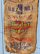 vintage burlap potato sack idaho 100 lb SIMPOT SUPPER