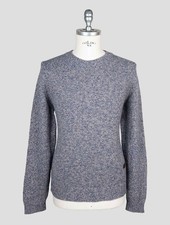 NEW ISAIA BLUE GRAY CASHMERE SWEATER CREWNECK EU 52 - US 42 - L I244