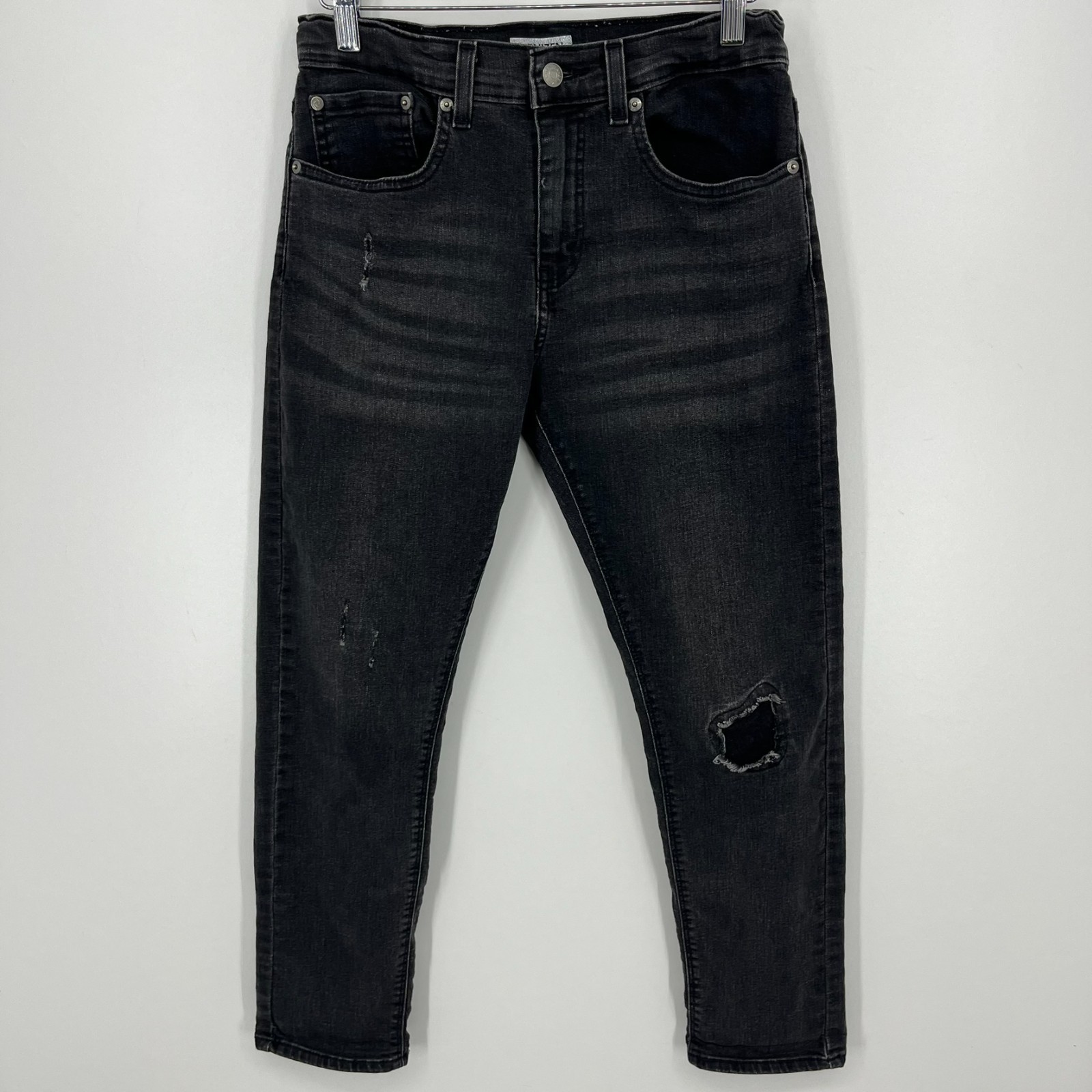 Boys Size 16 Black Taper Ankle Distressed Cotton Stretch