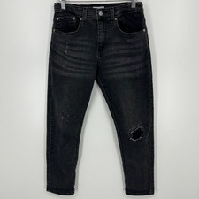 Denizen Levi's Jeans Boys Size 16 Black Taper Ankle Distressed Cotton Stretch