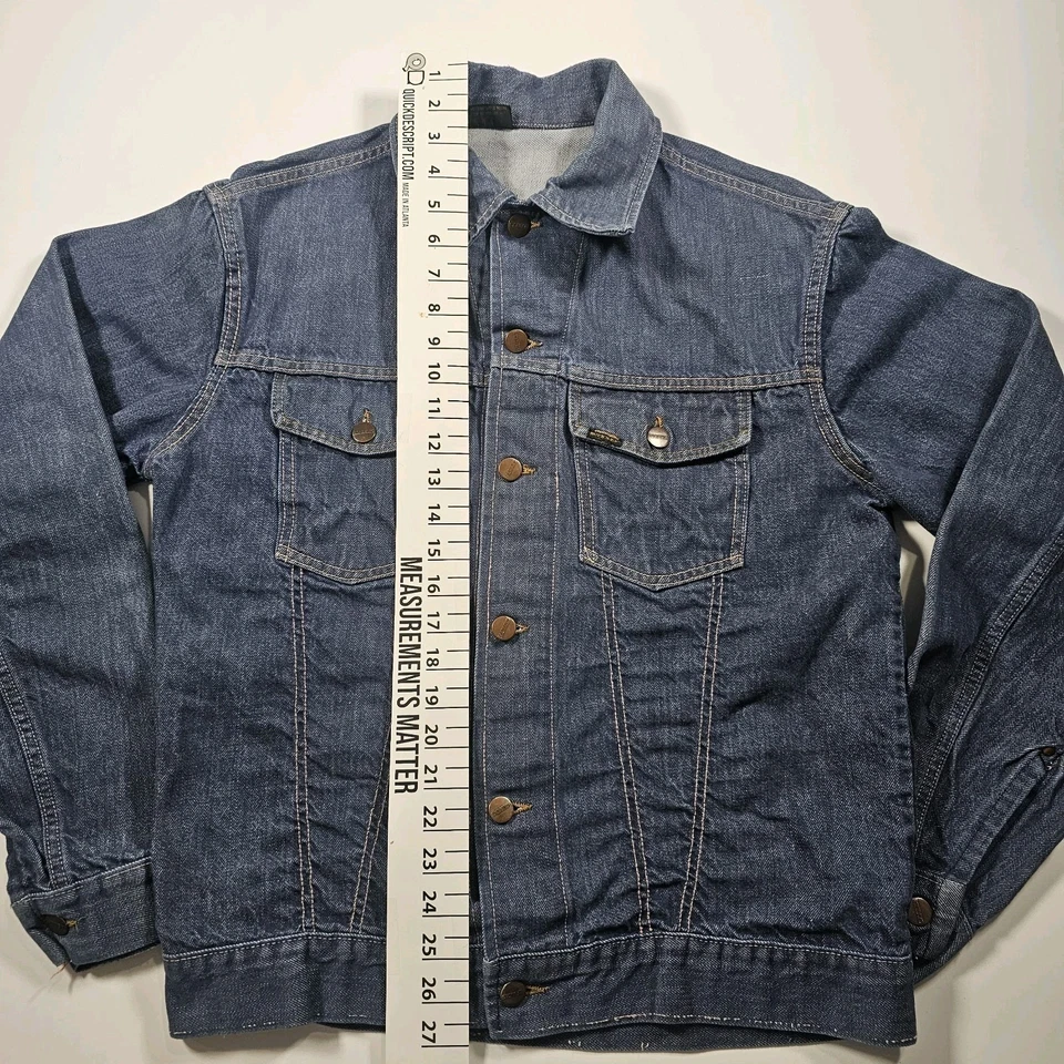 SEARS ROEBUCKS SELVEDGE DENIM JACKET MENS LARGE VINTAGE 70s MADE IN USA BLUE - Image 2 of 4