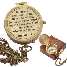Compass   Brass Directional Vintage Compass Engraved with  Be Strong