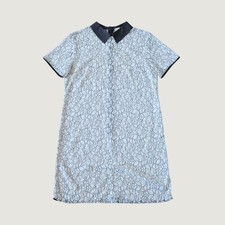 Michael Kors Lace Shift Dress Womens White Black Peter Pan Collar Mod 10 Vintage