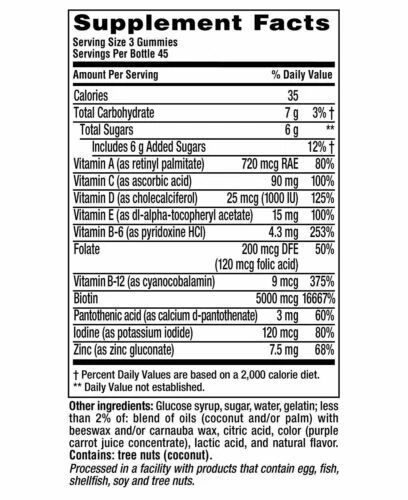 VitaFusion Multivitamin Gummies For Hair Skin & Nails Raspberry Flavor 135 Count - Image 2 of 4