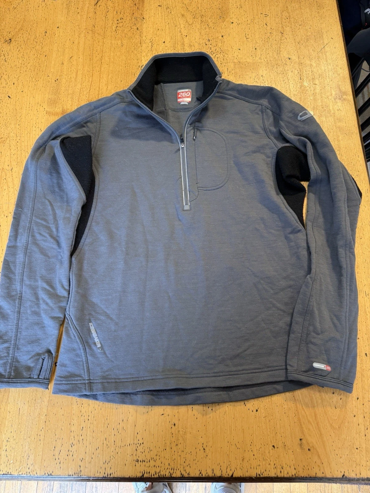 Icebreaker Merino 260 1/4 Zip Mens Medium Gray Wool Hunting Hiking Outdoors Base