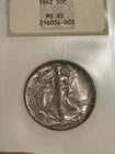 1942 Walking Liberty Half Old NGC Fatty MS65 Toned