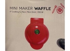 Dash Mini Maker Runde Form Waffeln No-Stick Oberfläche 4 Zoll Rote Farbe NEU