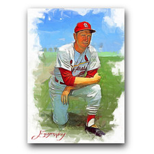Red Schoendienst #4 Art Card Limited 44/50 Vela Signed (St. Louis Cardinals)