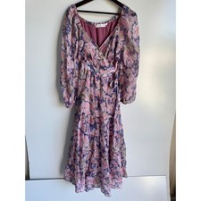 ASTR The Label Jannika Pink Floral Midi Wrap Dress Cottagecore Medium Revolve