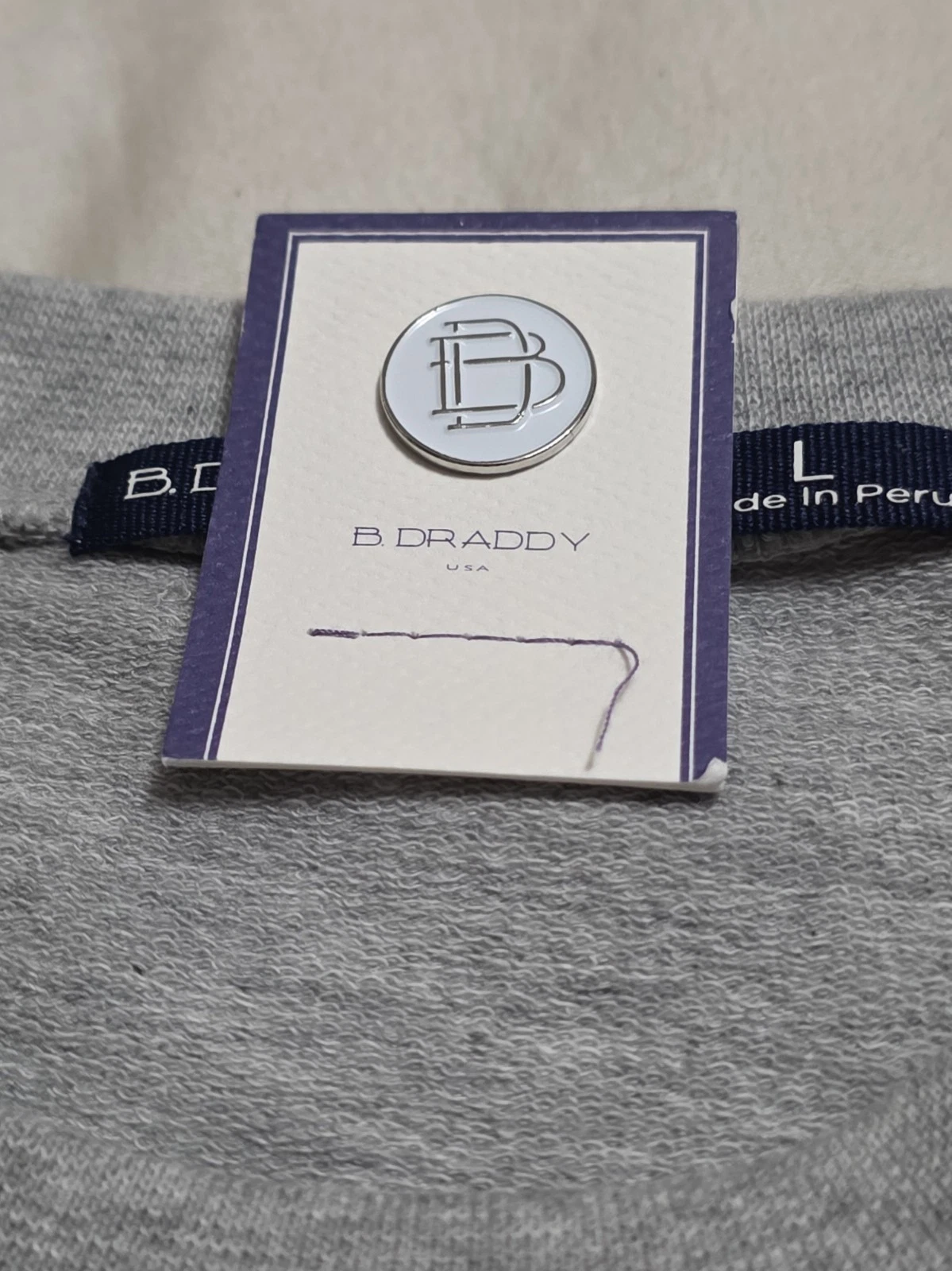 NEW B. Draddy Russ Crewneck Embroidered French Terry Pullover Sweatshirt Large  image 6