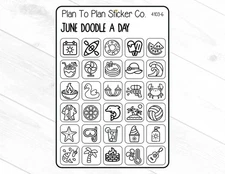4103-6~~June Doodle a Day Planner Stickers.