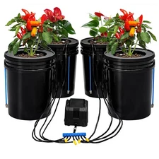Hydroponics Growing System Kit with Top Drip 5 Gallon 4-Bucket Recirculating ...