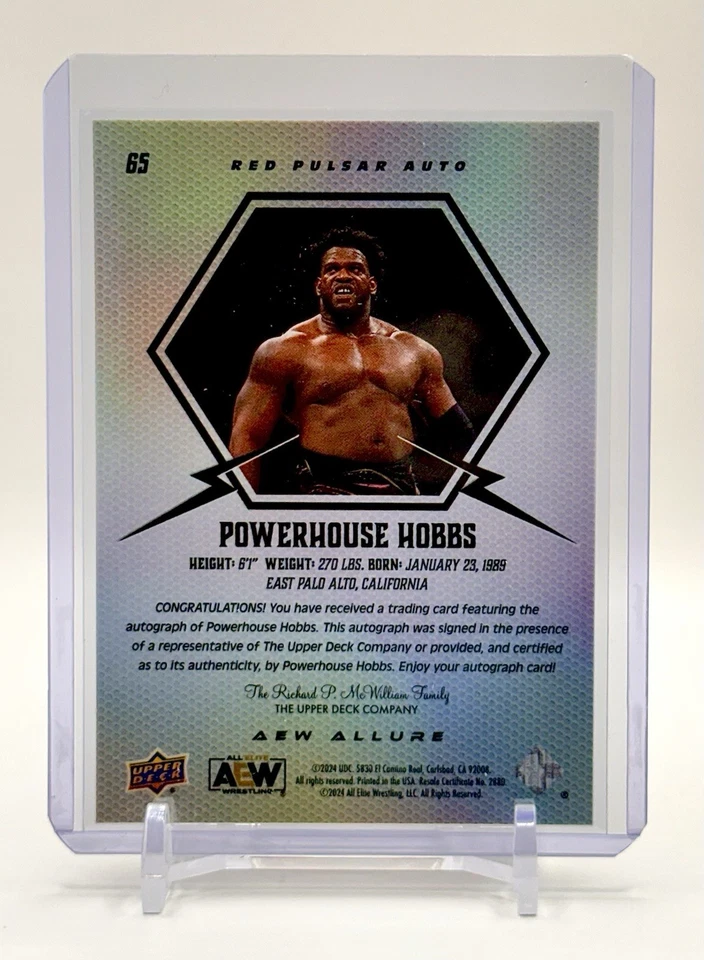 2024 Upper Deck Allure AEW Powerhouse Hobbs Red Pulsar Auto - Image 2 of 2