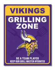 Minnesota Vikings Grilling Zone NFL Tin Sign wall decor 12.5" x 16" Made in USA