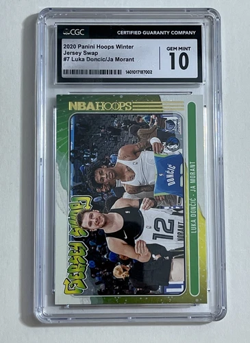 2020-21 Panini NBA Hoops - Jersey Swap #7 Ja Morant Luka Doncic CGC 10