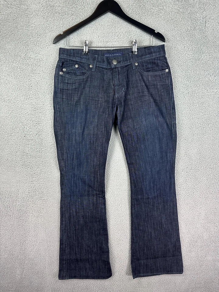 Rock & Republic Jeans Mens 31x32 Blue Dark Wash Straight Leg Stretch Made USA - Image 2 of 4