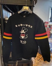 Disney X Forever 21 Black Mickey Mouse Sweater Stripes on Sleeve Crewneck Small