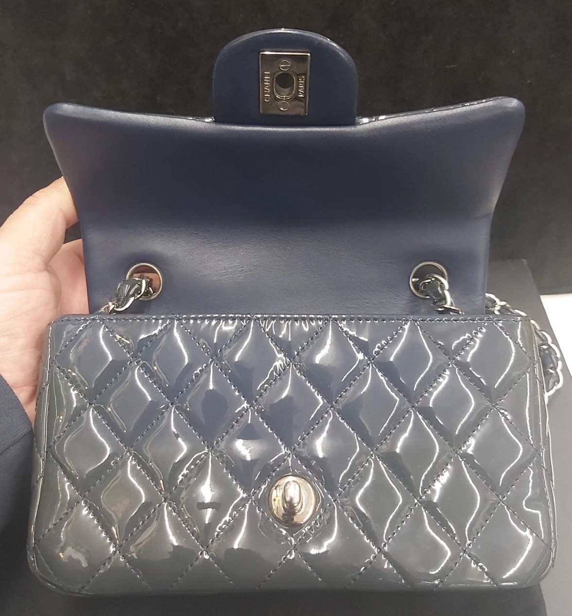 Chanel Timeless Classic Rectangular Gray Patent L… - image 3