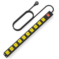 10 Outlet Metal Power Strip 2100J Surge Protector Heavy Duty 6FT Cord Mount