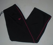 NWT WOMEN'S REEBOK BLACK PINK TRACK EXERCISE TRICOT PANTS Size: LARGE