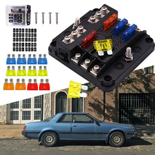 6Way Car Boot Power Distribution 12-24V Blade Fuse Holder Box Block Panel Board