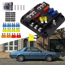 6Way Car Boot Power Distribution 12-24V Blade Fuse Holder Box Block Panel Board