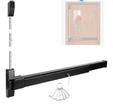 Ironwalls Surface Vertical Rod Panic Bar Exit Device 32" Commercial Push Black