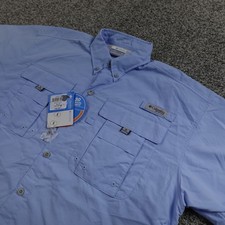 NEW Columbia Shirt Mens S Blue Bahama II PFG Fishing Button Up Omni Shade UPF 50