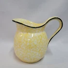 Stangl Pottery Town & Country Pitcher Yellow Spongeware 5.5” Tall Hand Painted