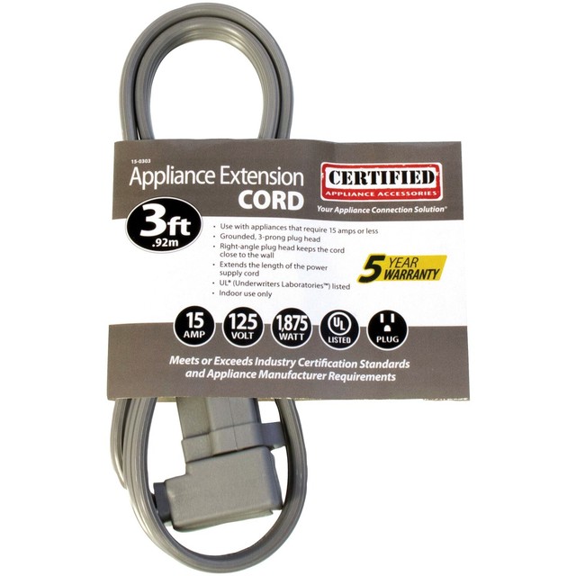 "Certified Appliance 150303 Appliance Extension Cord, 3Foot" for sale