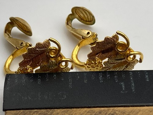 Landstroms Black Hills Gold 10k Clip On Leaf Earrings 12k Gold Filled Clasp 2.5g - Picture 6 of 7