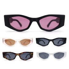 Womens Geometric Angular Mod Thick Bevel Cat Eye Sunglasses