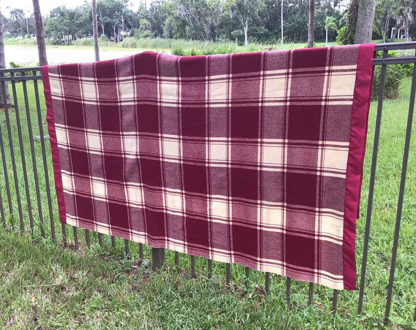 FANTASTIC VINTAGE WOOL BLANKETPEARCE PLAIDmaroon/burgundy eBay