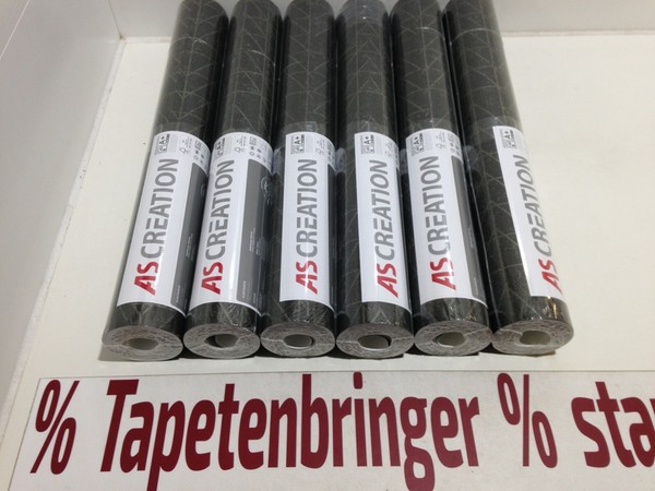 Vliestapete Ethnic Origin As 6 X 37174-1 (6Rollen) Schwarz Beige Dreieck Muster-image