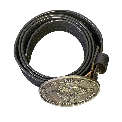 1986 NRA Defender of Firearms Freedom Belt Buckle & Leather Belt 40-44 XL Men's - Picture 19 of 20