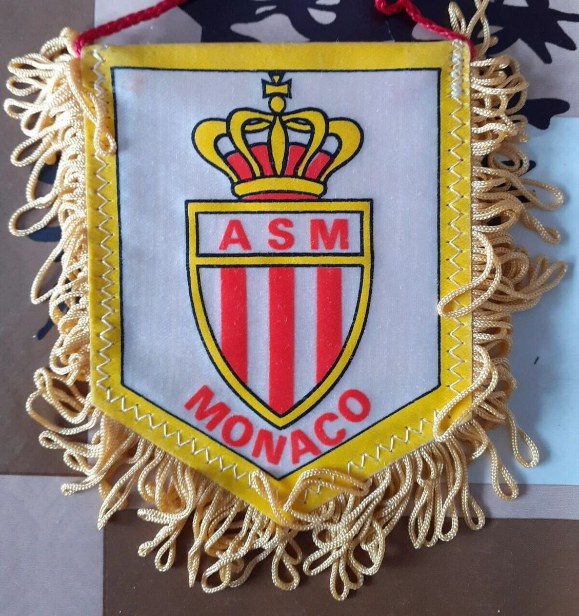 FANION FOOT RARE VINTAGE AS MONACO 14x17 cm