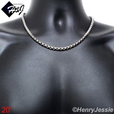 20"MEN's Stainless Steel 5mm Silver Smooth Round Box Link Chain Necklace X120