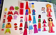Melissa & Doug Paper 2 Doll Set Abby & Emma Magnetic Wooden 57 Pc. Set 8.5"x.5"