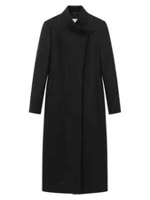 NEW, REISS Mischa Wool-Blend Wrap Coat in Black SZ 10  #W98